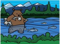 Sample image of a salmon bear from A Calendar With Bears On It By Pat Race